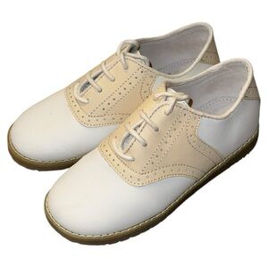L’Amour Saddle Shoes Beige & White Leather — Size 12 Toddler